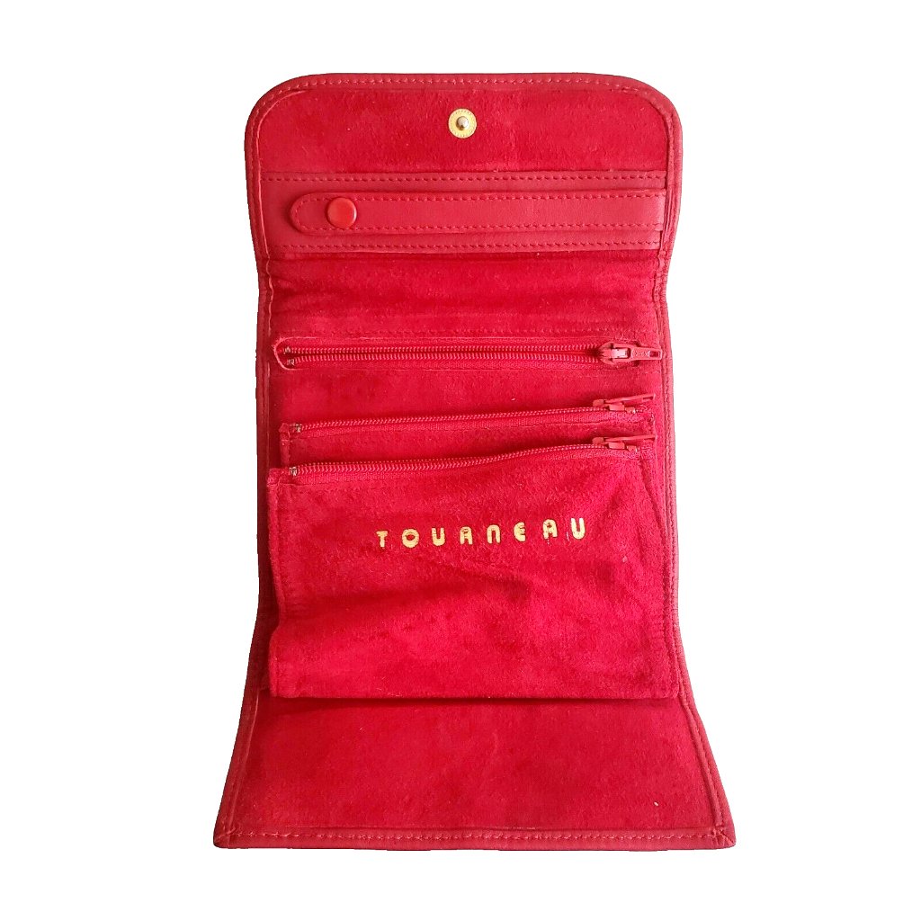 Cache Tourneau Connoisseurs Red Suede Leather Jewelry Case